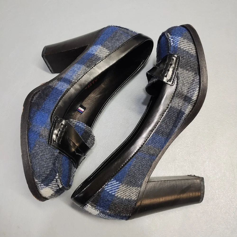 Weejuns Bass x Tommy Hilfiger Platform Penny Loafers Womens Size 7.5 Multi Plaid
